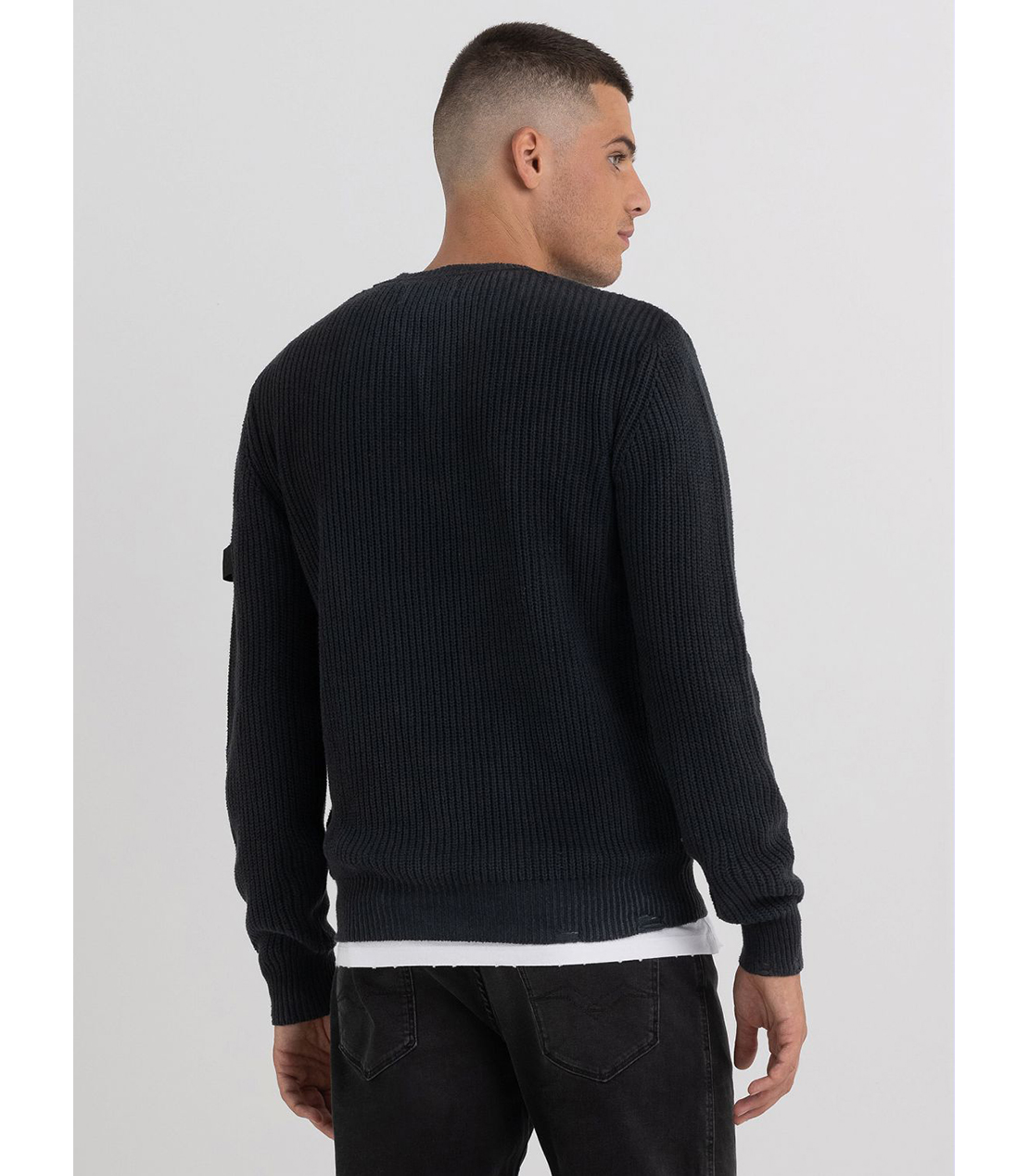 クリンクル加工コットンニット 詳細画像 ブラック系 2